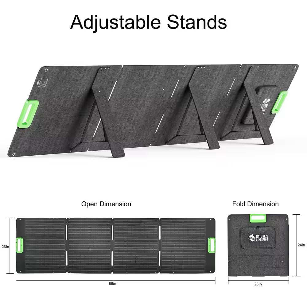 200-Watt Monocrystalline Folding Solar Panel with Included Stands