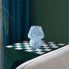 8" Blue Tortoise Glass Battery-Powered Mushroom Table Lamp