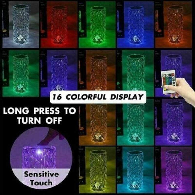 LED Lamp Crystal RGB Table Light Touch Atmosphere Diamond Rose Thanksgiving Gift