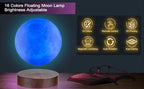 Levitating floating moon lamp with 16 colors, magnetic levitation, 360° rotation, and realistic 3D printed lunar surface