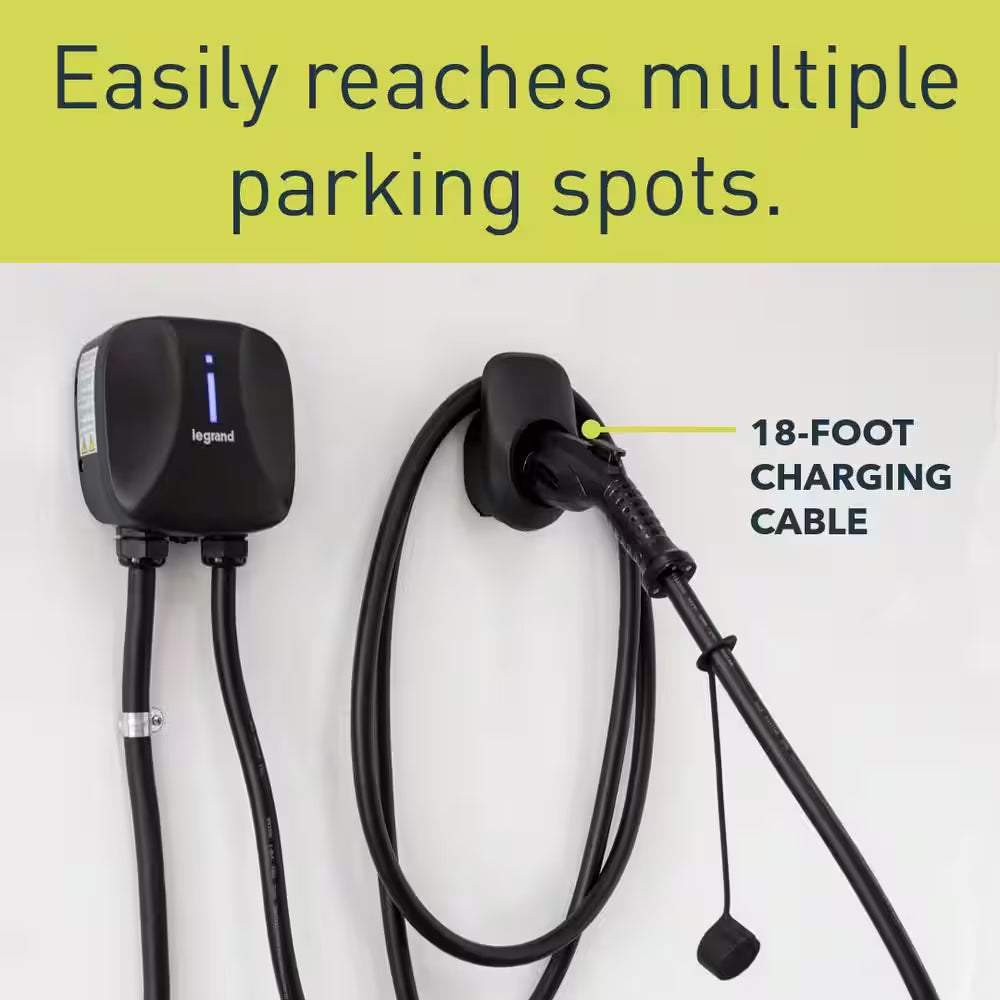 Plug-In 40 Amp 9.6Kw Level 2 EV Charger for Home, 14-50P Plug, Indoor/Outdoor, Black