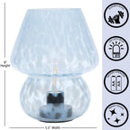 8" Blue Tortoise Glass Battery-Powered Mushroom Table Lamp