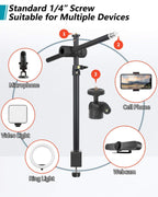 Overhead Camera Mount Desk Stand, Camera Arm Desk Mount Clamp Stand Wi