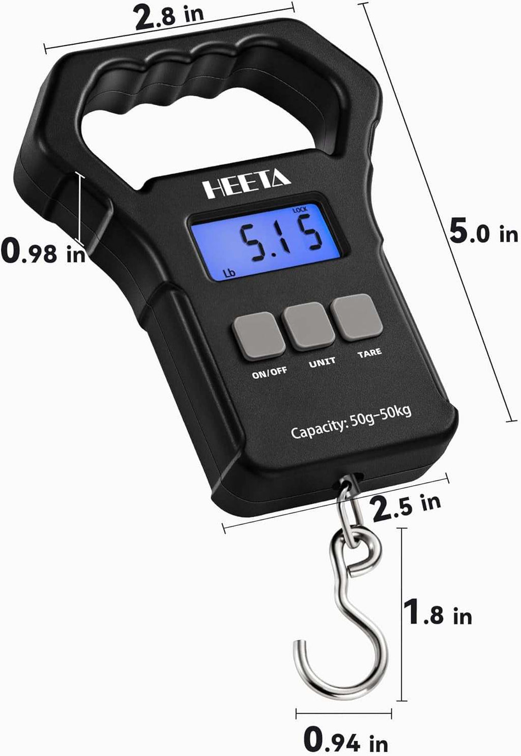 Fish Scale, 110Lb/50Kg Digital Portable Hanging Fishing Weight Scale with Backli