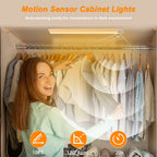 under Cabinet Lights, USB Rechargeable Closet Lights with Motion Sensor, Wireless under Counter Lights with Stick-On Magnetic for Kitchen Hallway