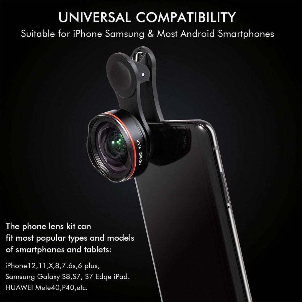 2 in 1 professional phone camera lens kit clip-on for iPhone and Samsung smartphone with wide angle and macro lenses