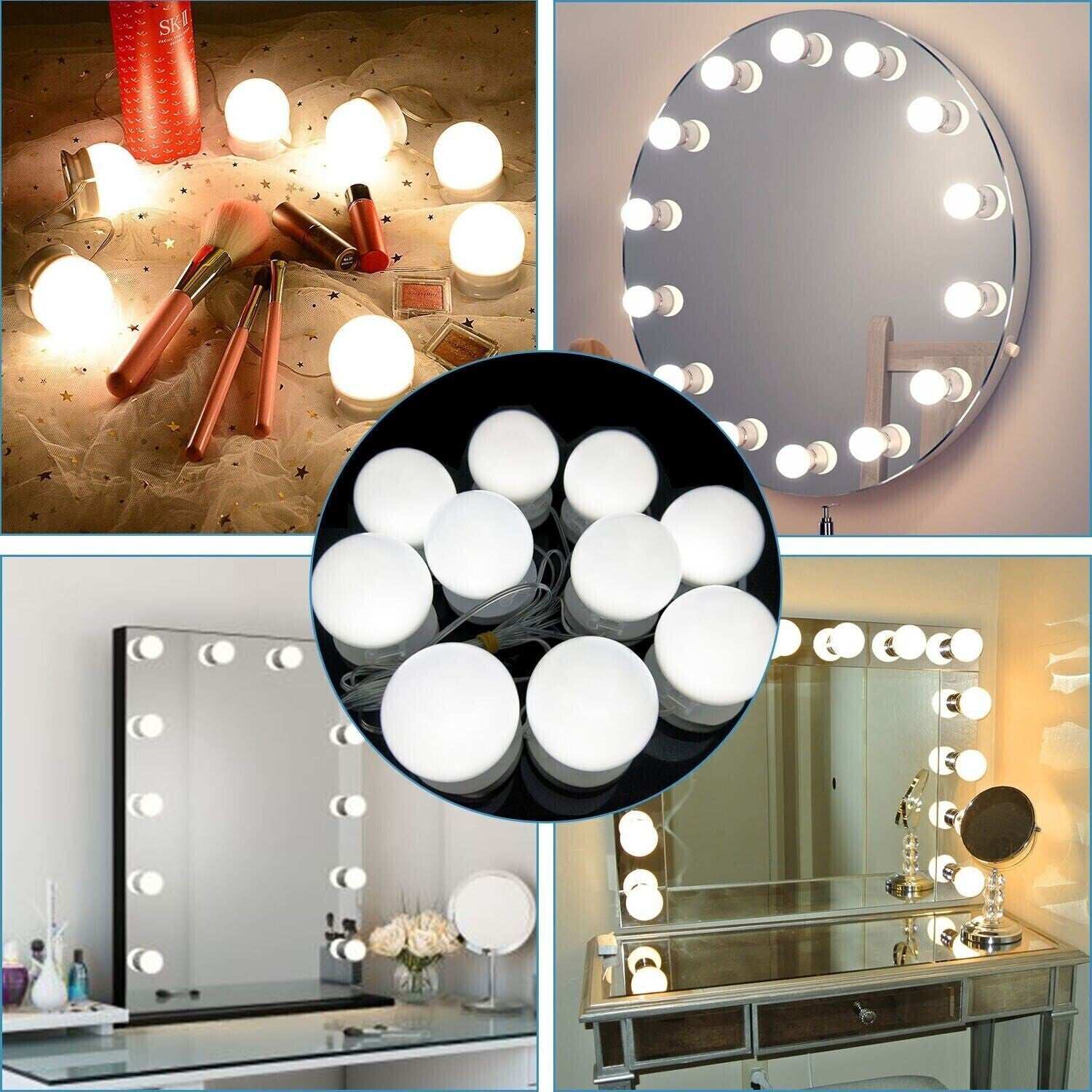 Make up mirror lights 10 LED bulbs dimmable vanity lamp Hollywood style with USB power supply