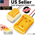Power Connector DIY Battery Adapter Holder Dock for Dewalt 18V/20V Max Battery with yellow ABS plastic casing and 12 AWG cables