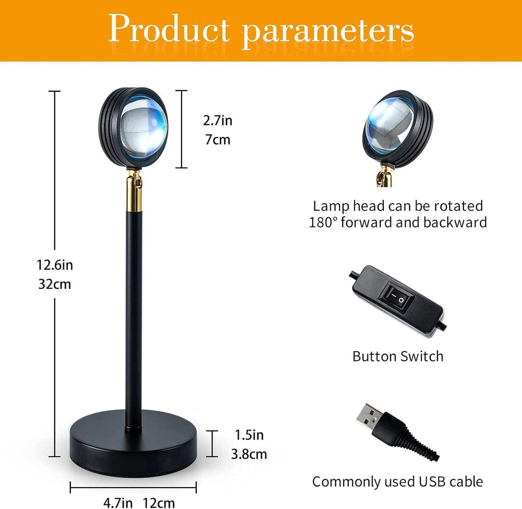 Sunset Lamp, Sunset Light Projection Lamp Led, Romantic Visual Led Light,180 Degree Rotation Sunset Light USB Sunset Glow Light Warm Romantic Visual Night Decorative Lights for Photo Blog