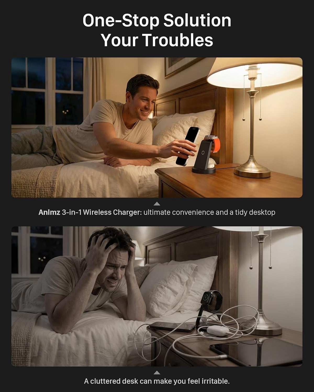 18W Wireless Charger -  3 in 1 Charging Station Compatible with Iphone 17 16E 16 15 14 13 12 11 X Pro Max - Fast Charging Dock Compatible for Apple Watch & Airpods 4 3 Pro