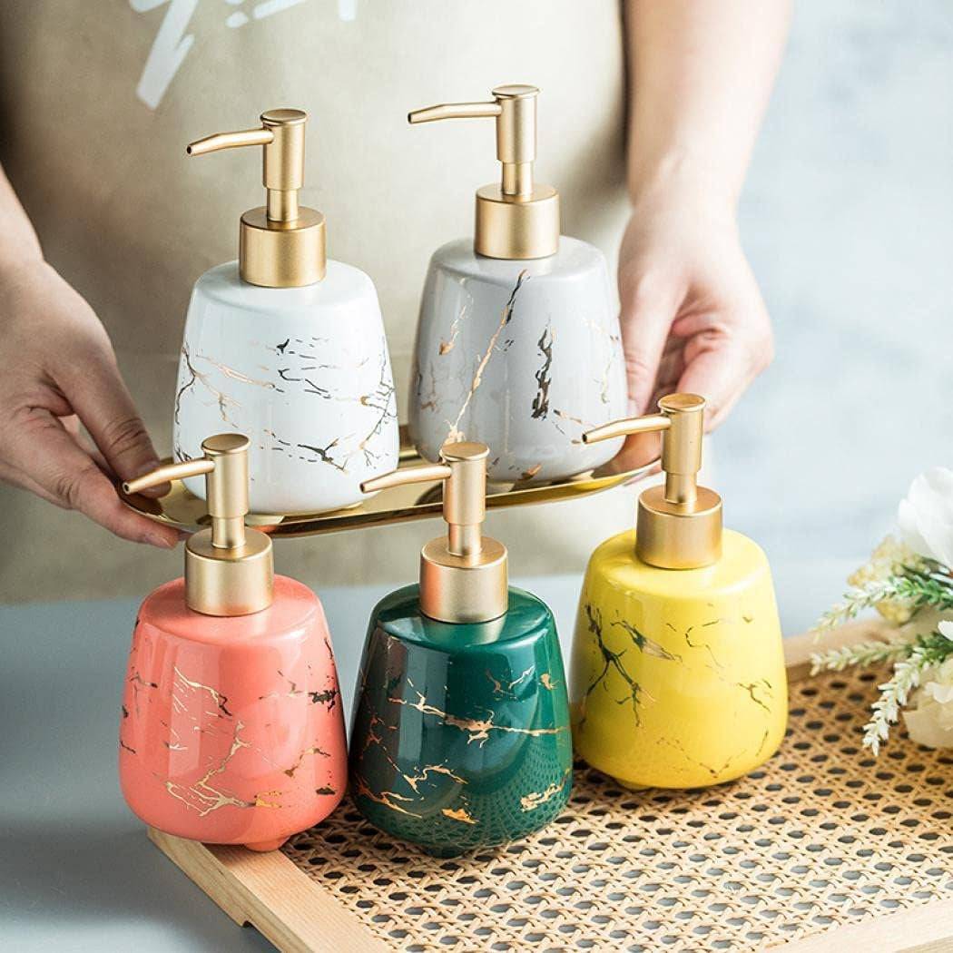 Hand Soap Dispenser Marble Dish Soap Dispenser Countertop Hand Lotion Pump Bottles Ceramic Lotion Container Refillable Liquid Hand Soap Jar Shower Dispenser for Bathroom Kitchen Décor (White)