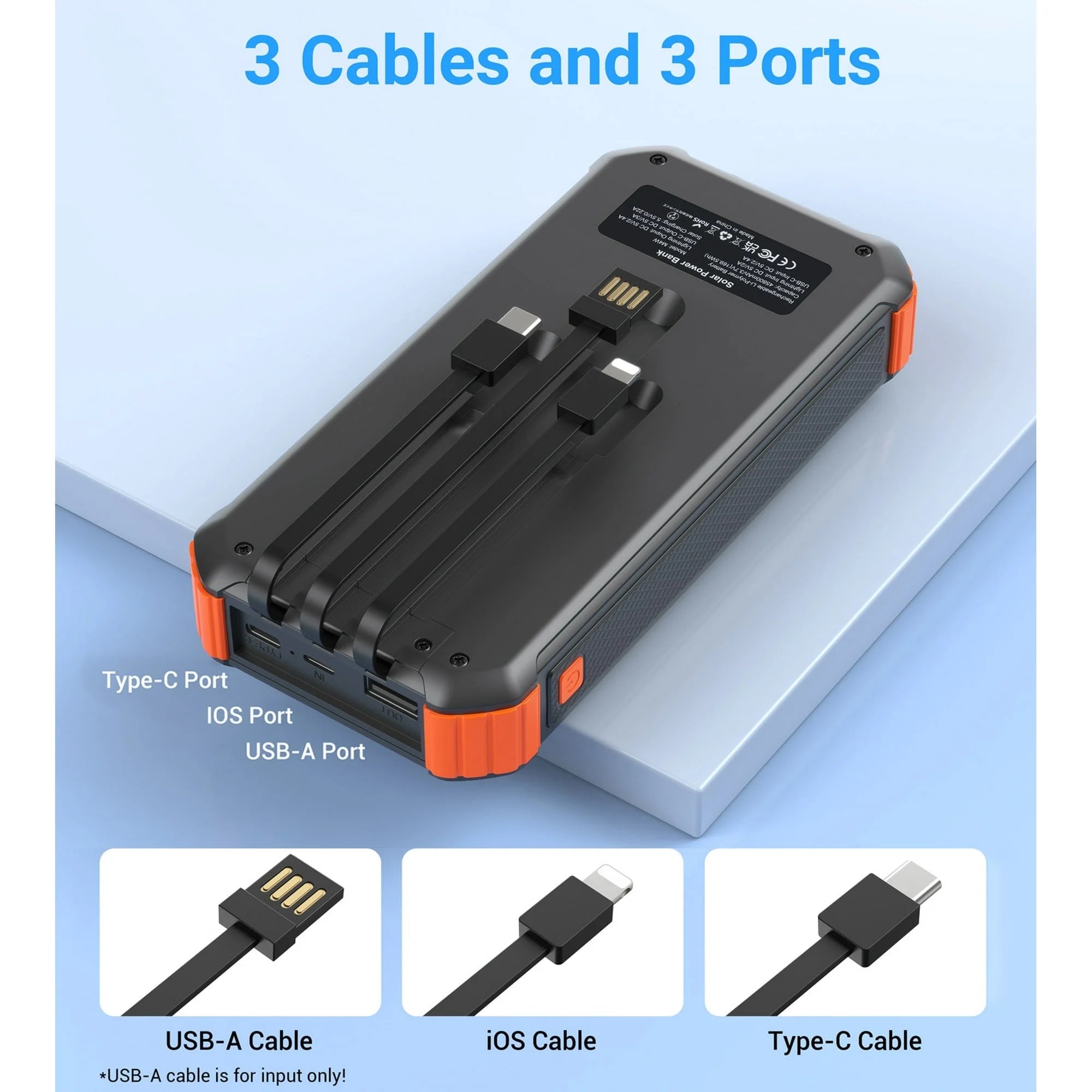 45800Mah Solar Power Bank 15W Fast Charging, Solar Charger Compatible for Iphone, Android Phone