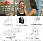 Dimmable 10 LED makeup mirror lights kit with USB power and adjustable brightness bulbs
