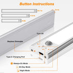 under Cabinet Lights, USB Rechargeable Closet Lights with Motion Sensor, Wireless under Counter Lights with Stick-On Magnetic for Kitchen Hallway