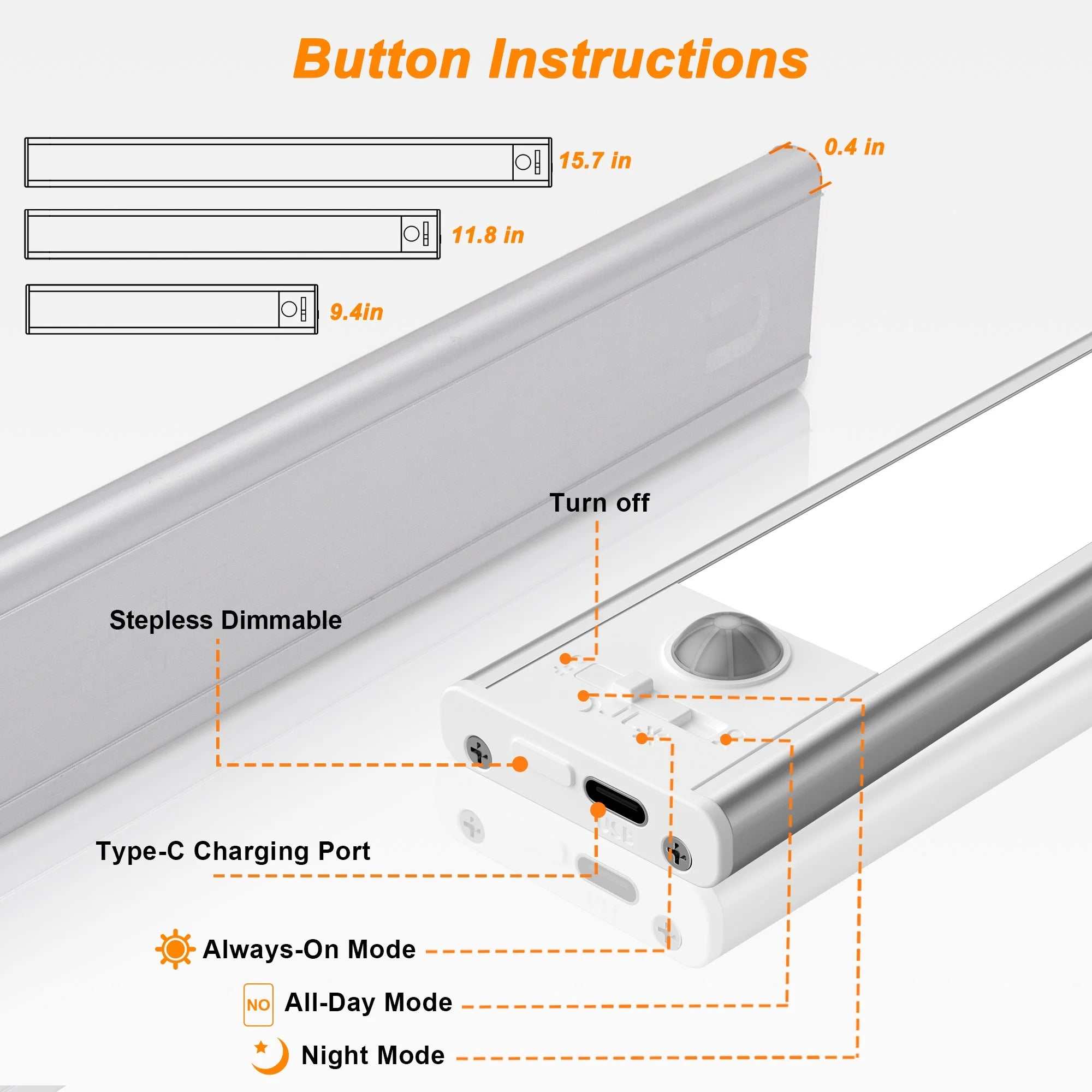 under Cabinet Lights, USB Rechargeable Closet Lights with Motion Sensor, Wireless under Counter Lights with Stick-On Magnetic for Kitchen Hallway