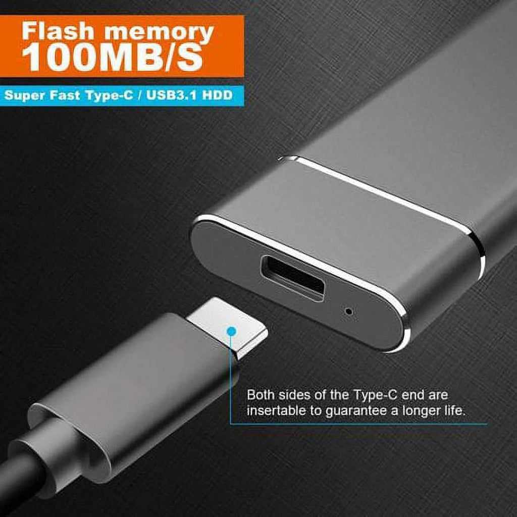 Portable SSD external hard drive with large capacity and USB Type-C for PC, laptop, and Mac data storage and transfer