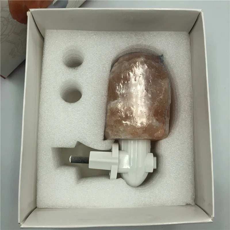 Himalayan salt lamp hand carved night light warm white plug air purifying