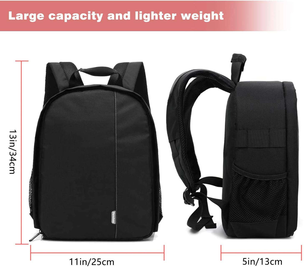 Camera Bag, Waterproof Nylon Camera Backpack for DSLR Cameras, Lens and Accessories Black Grey