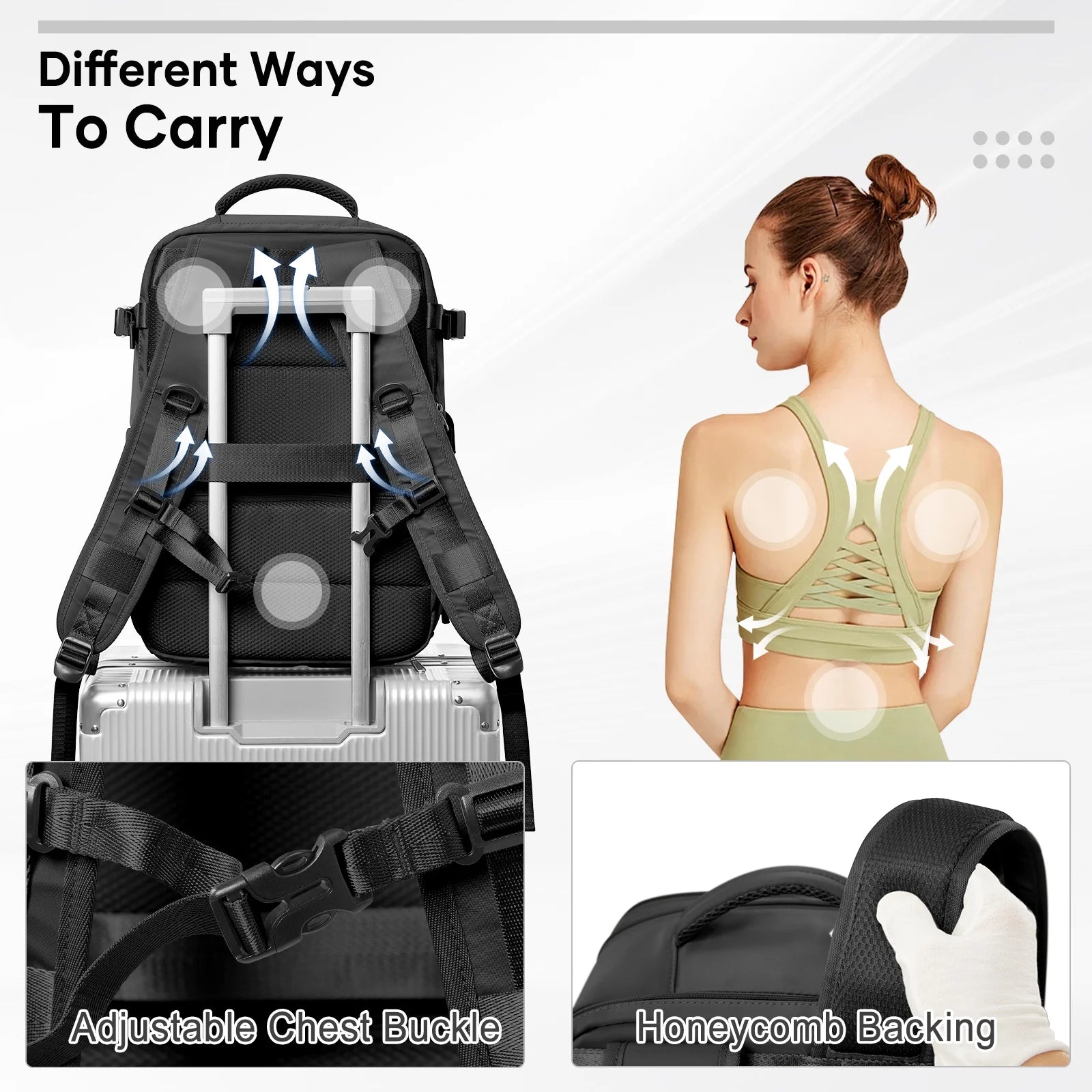 Vacuum Seal Compression Large Travel Backpack with Air Pump, Personal Item Airbag Carry on Backpacks Flight Approved, Airback Waterproof Work Compression Bags Travel Pump Business Laptop Suitcase