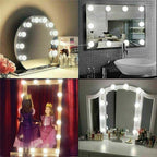 Dimmable 10 LED makeup mirror lights kit with USB power and adjustable brightness