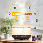 500Ml Essential Oil Diffuser with 6*10Ml Essential Oils Set, Black Woodgrain Aroma Air Humidifier with Remote Control for Bedroom Home Office, Waterless Auto Shut-Off