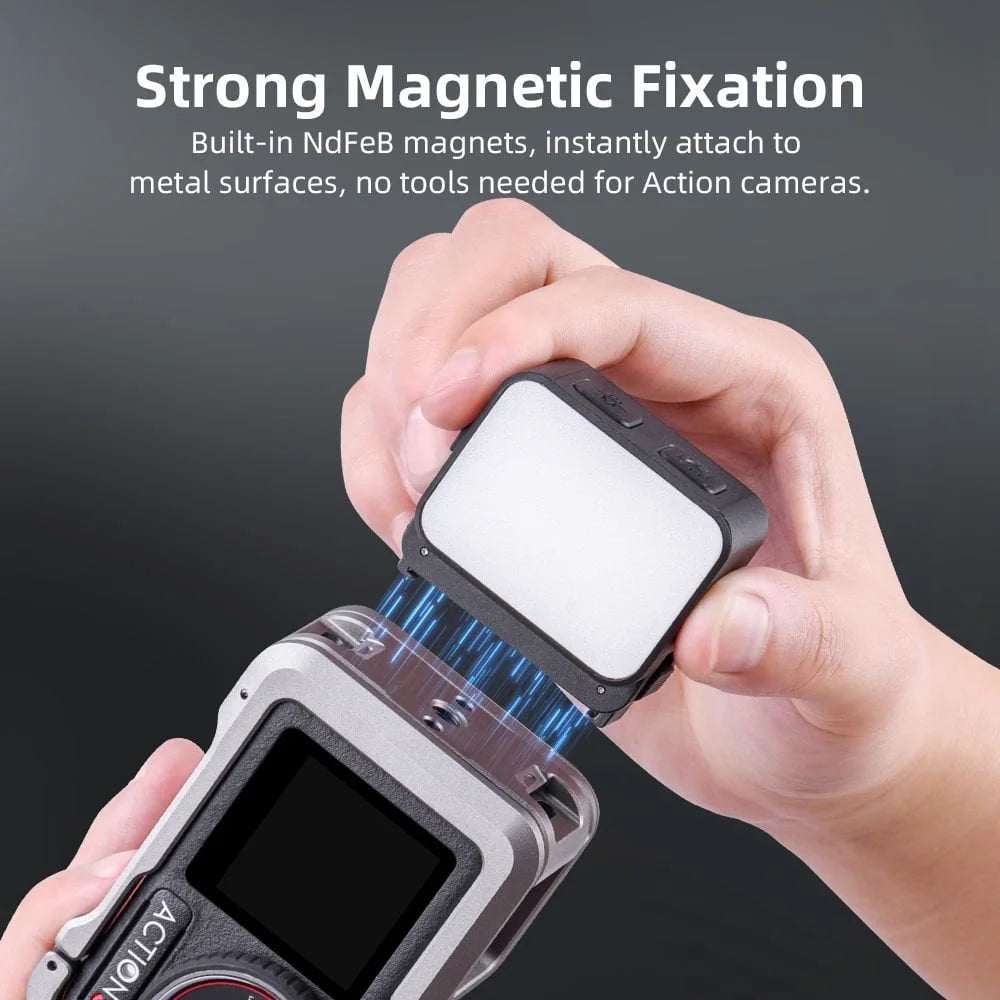 Magnetic Fill Light for Pocket 3, 8700K Action Camera Fill Light Attachment with 3 Color Modes Adjustable Brightness Fast Charging and IPX4 Waterproof for DJI Osmo Action 5 Pro/4