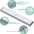 Juaslcits LED Motion Sensor Closet Lights,Under Cabinet Lighting,10-Led Wireless Kitchen Cabinet Lights,Night Light,Led Battery Lights,Motion Led Light Bar, USB Rechargeable Magnet LED Lights 2Pack