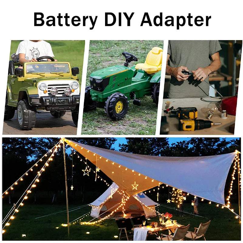Power connector DIY battery adapter holder dock for Dewalt 18V/20V Max battery in yellow with cables and locking mechanism