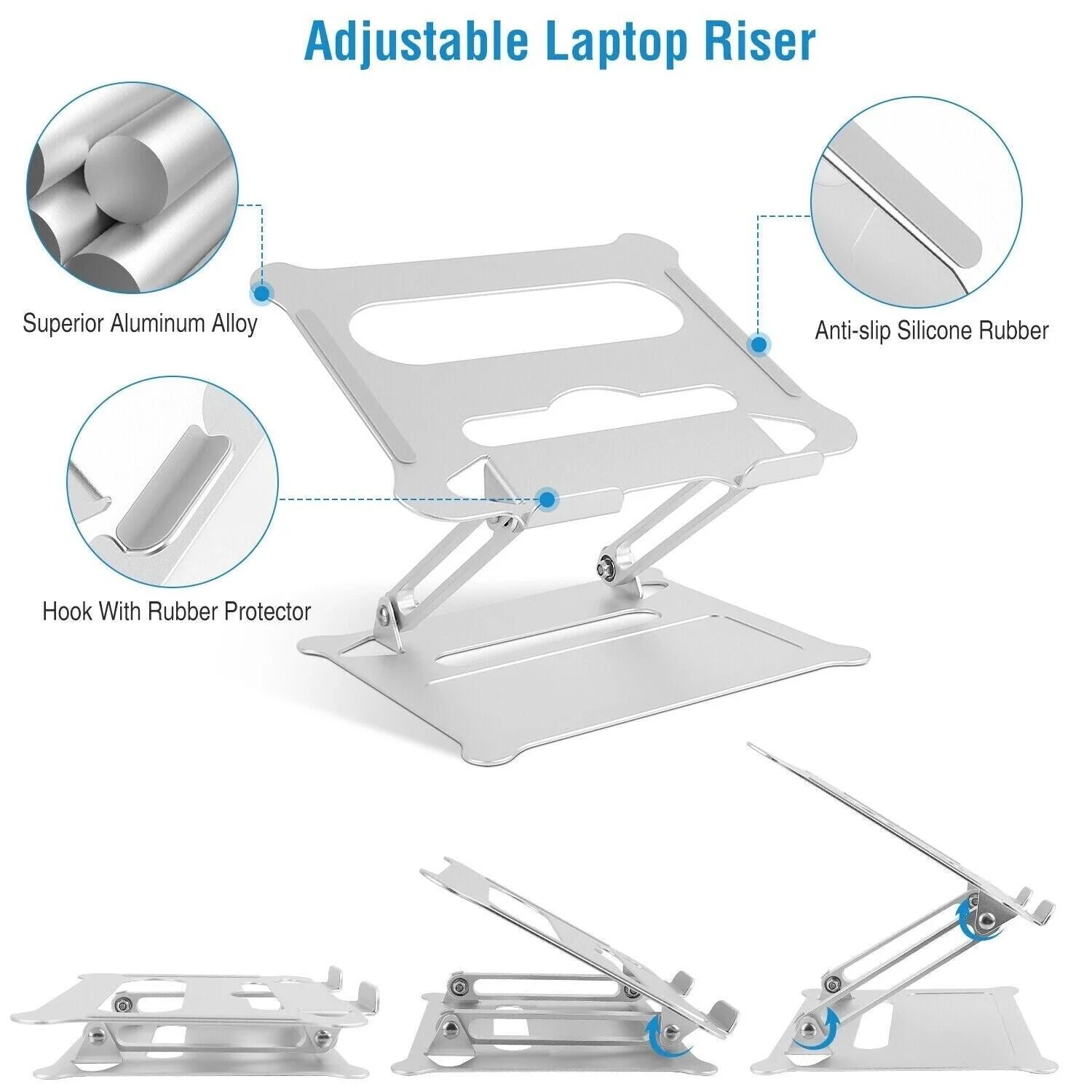 Adjustable Foldable Laptop Stand Aluminum Notebook Riser Computer Holder
