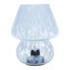 8" Blue Tortoise Glass Battery-Powered Mushroom Table Lamp