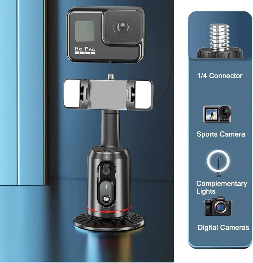 Trípode De Seguimiento Facial Automático, Soporte De Teléfono Con Seguimiento Automático Giratorio De 360° AI Smarts, No Se Requiere Aplicación, Soporte De Cámara Con Control Remoto Y Luces De Relleno RGB, Soporte De Disparo Recargable Para Grabación De Video En Vivo Tiktok