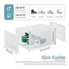 12-Pack Stackable Clear Shoe Box Organizer, Plastic Storage Bins for Closet Hallway & Bedroom, Ventilated & Stackable Shoe Storage Container Set Holds Shoes up to US Size 9, White
