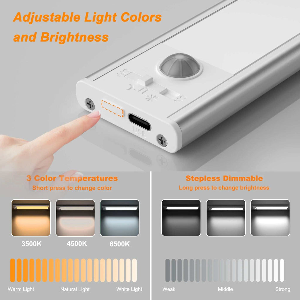under Cabinet Lights, USB Rechargeable Closet Lights with Motion Sensor, Wireless under Counter Lights with Stick-On Magnetic for Kitchen Hallway