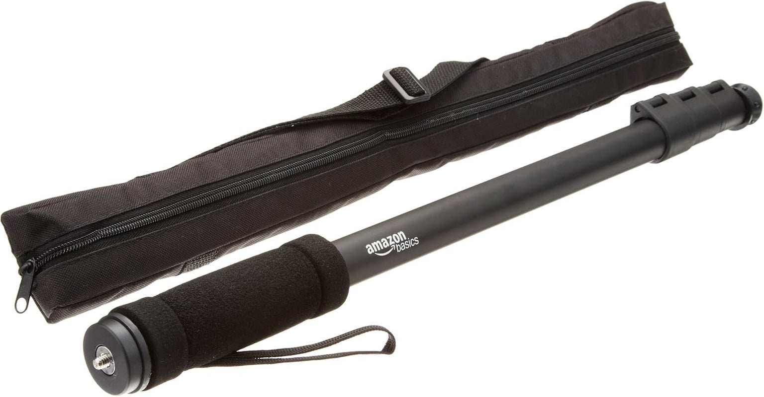 Basics 67-inch black aluminum monopod with adjustable height and ball head for cameras