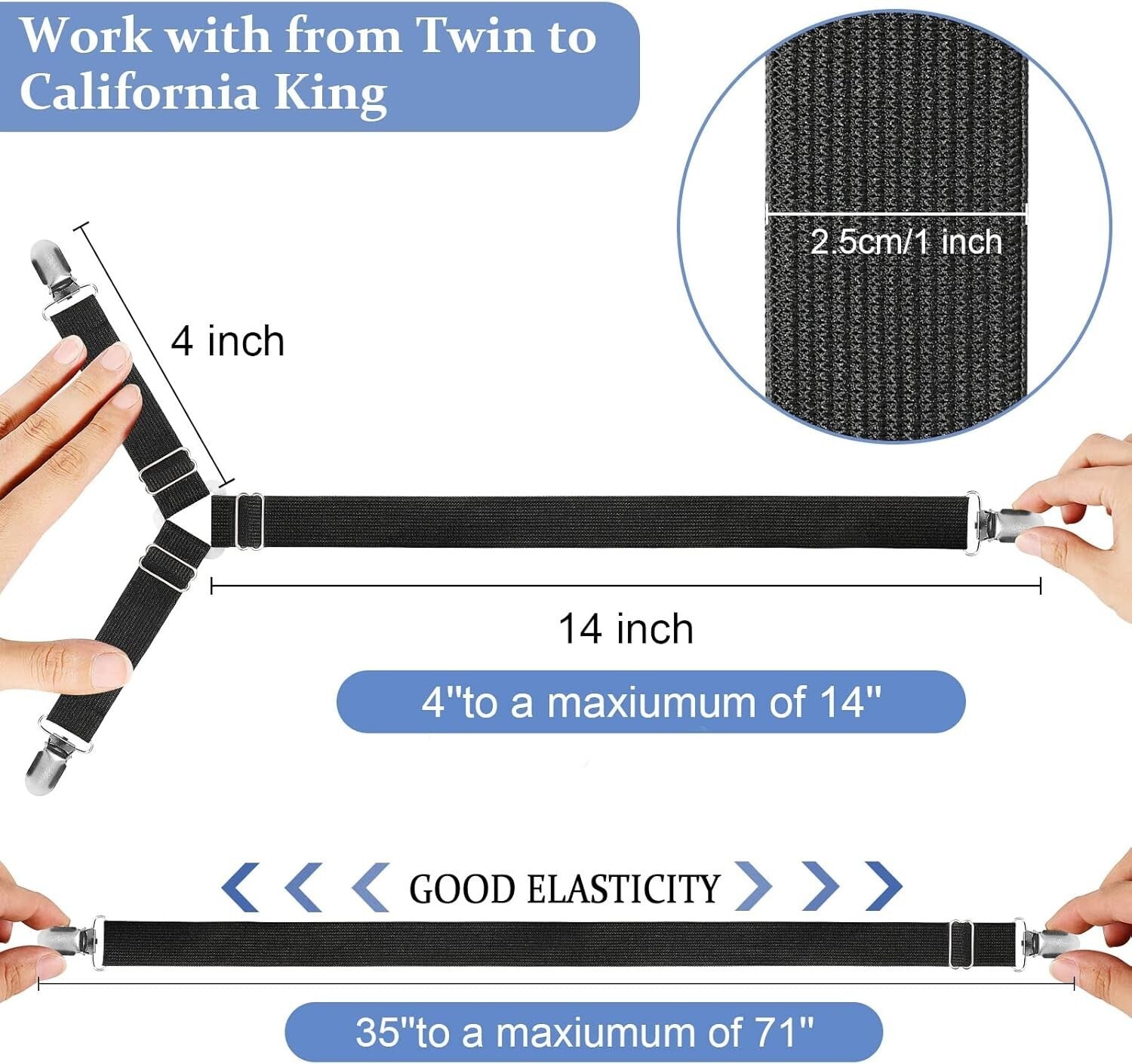 Bed Sheet Straps Scrunchie Fitted Straps Keepers Holders Elastic Fasteners 5 Pcs