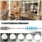 Make up mirror lights 10 LED bulbs dimmable vanity lamp with USB power supply and adjustable brightness