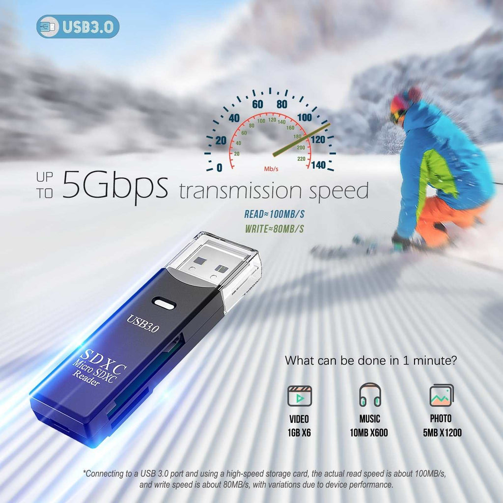 USB3.0 Micro SD Card Reader, 5Gbps 2-In-1 SD Card Reader to USB Adapter, Wans...
