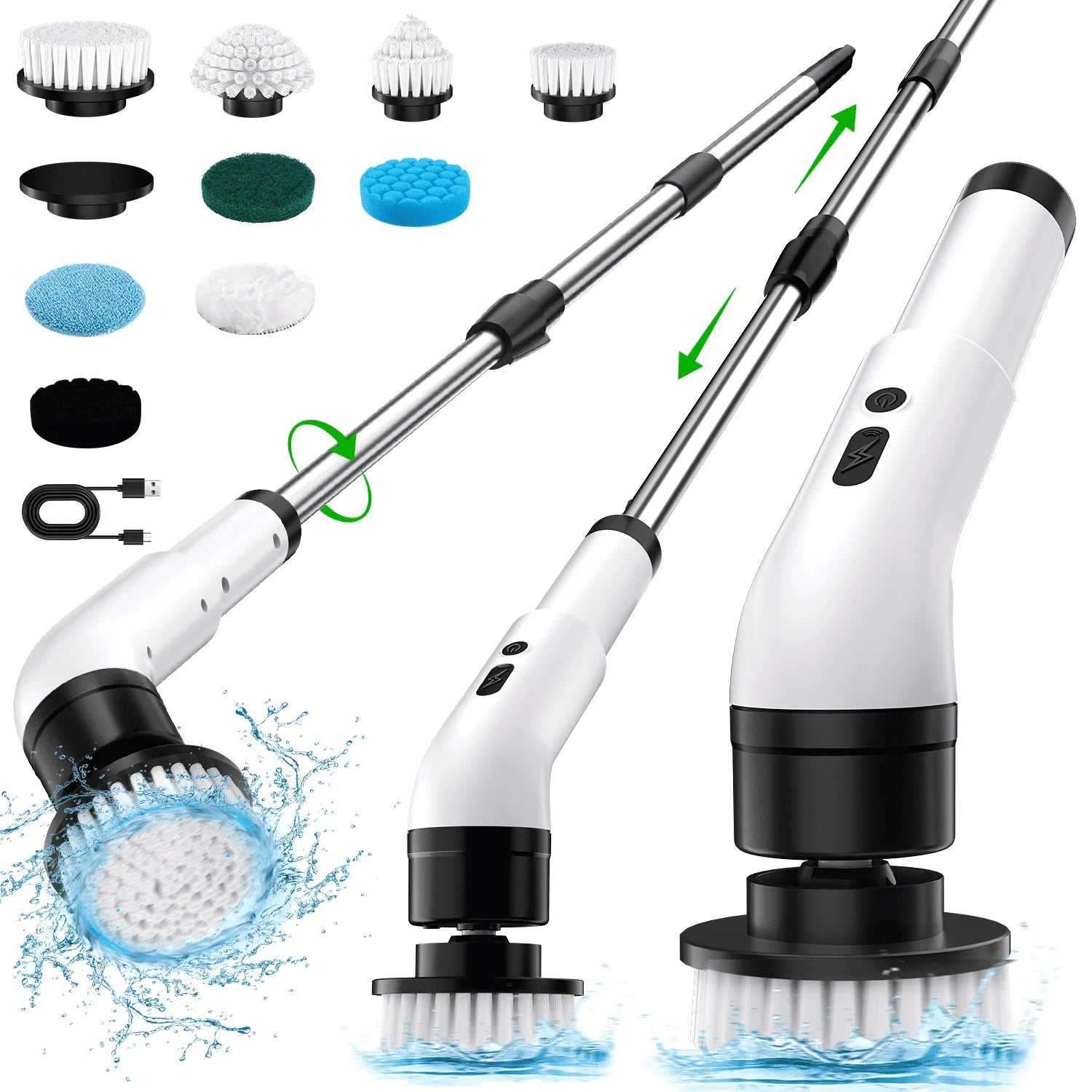Electric Scrubber Cordless - Power Spin Scrubber for Bathroom, Shower & Tile Cleaning with 9 Brush Heads, Rechargeable - Grout, Floor, Sink Cleaner