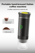Compact 3-in-1 portable coffee maker with USB-C, LED display, and 20-bar pressure for travel and outdoor use