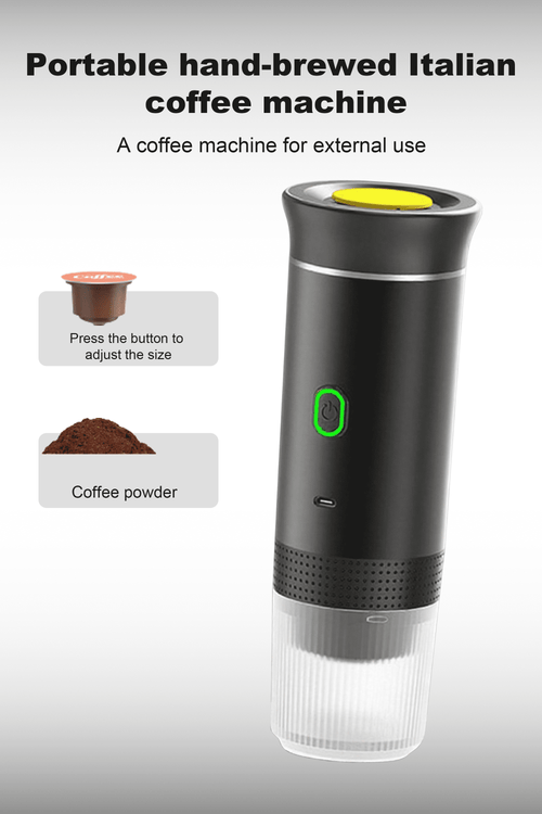 Compact 3-in-1 portable coffee maker with USB-C, LED display, and 20-bar pressure for travel and outdoor use