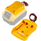 Power connector DIY battery adapter holder dock for Dewalt 18V 20V Max battery with yellow ABS plastic casing and thick gauge cables