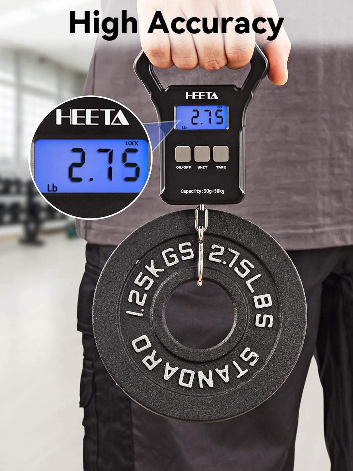 Fish Scale, 110Lb/50Kg Digital Portable Hanging Fishing Weight Scale with Backli