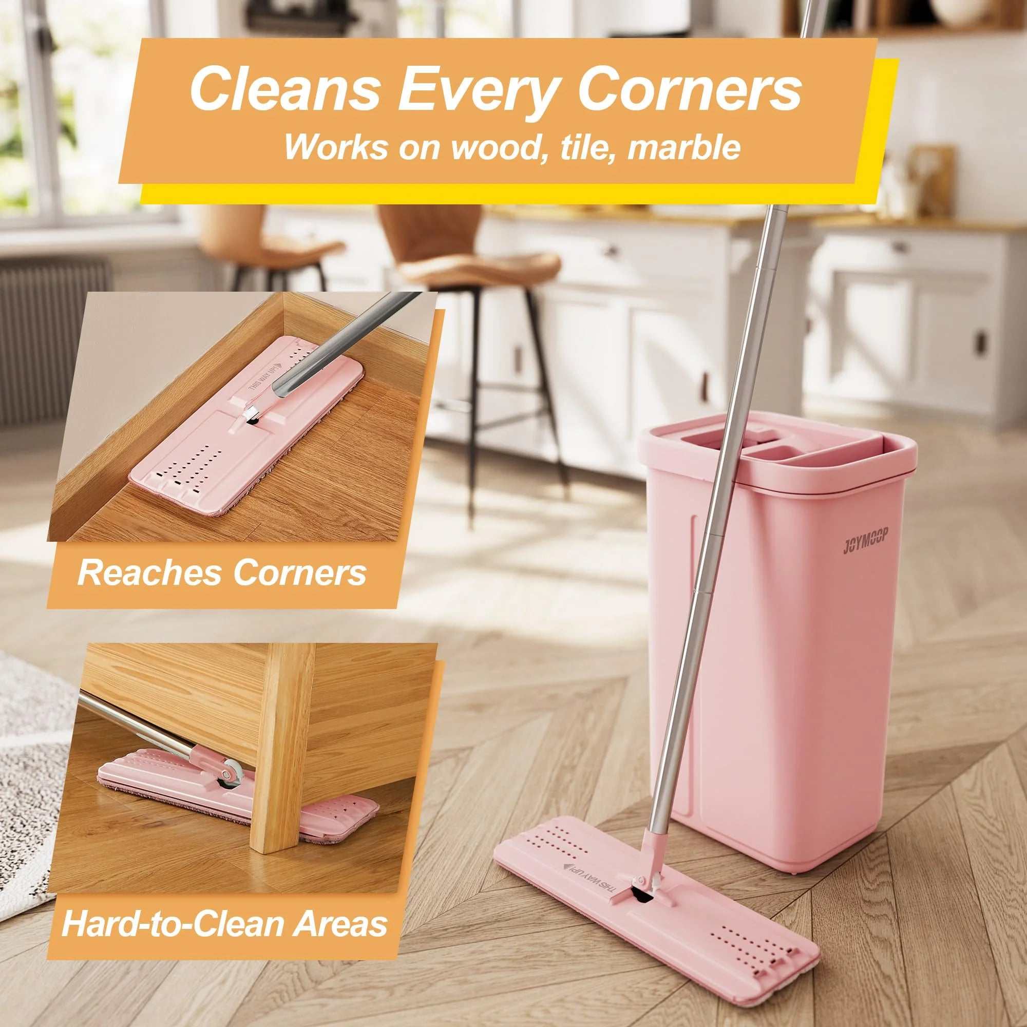Microfiber Wet Flat Mop and Bucket Set for Home