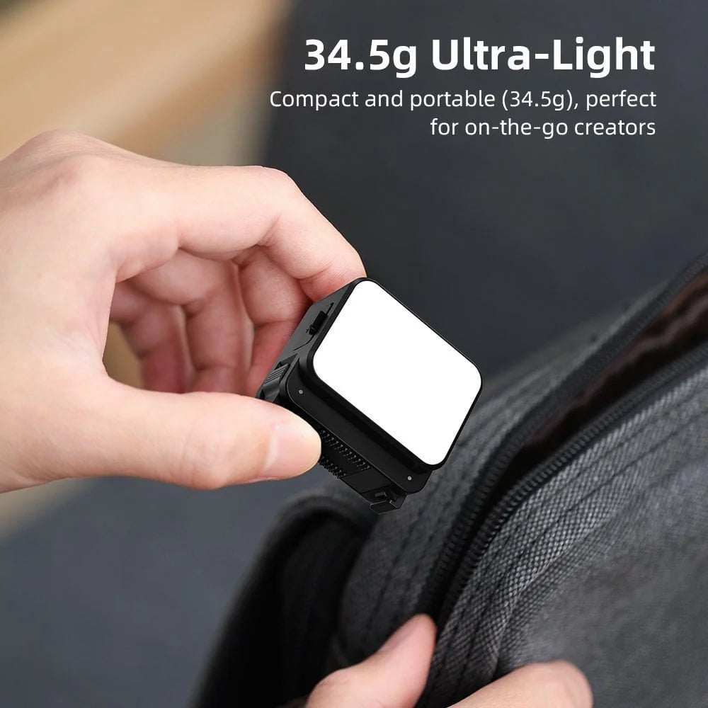 Magnetic Fill Light for Pocket 3, 8700K Action Camera Fill Light Attachment with 3 Color Modes Adjustable Brightness Fast Charging and IPX4 Waterproof for DJI Osmo Action 5 Pro/4