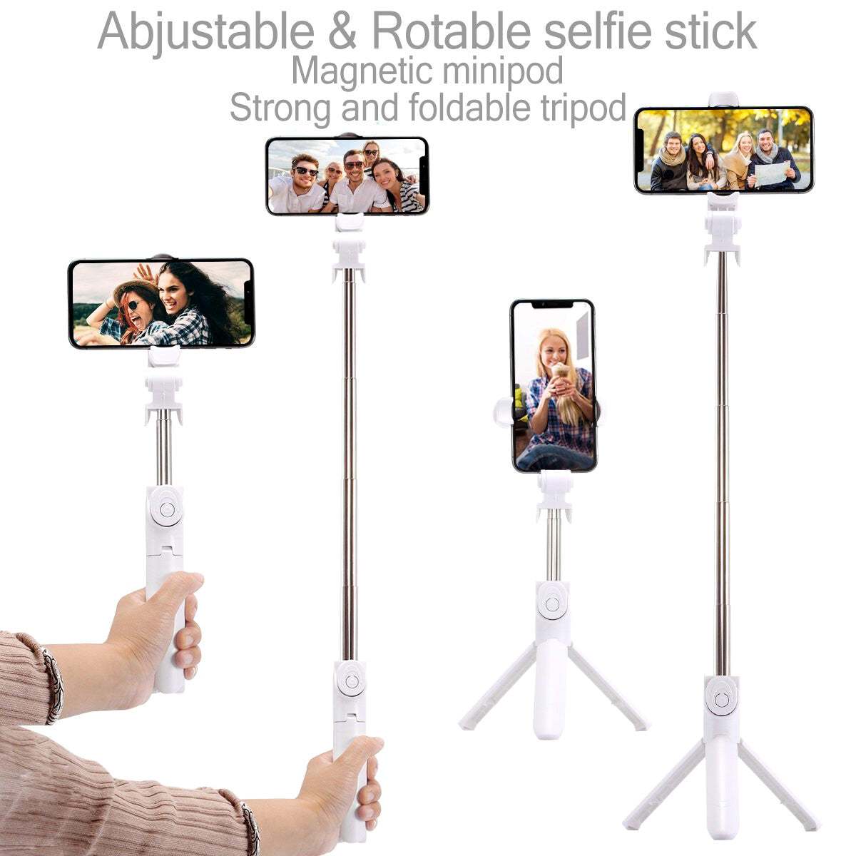 Selfie Stick Extendable Bluetooth Remote Shutter Tripod 360° Rotation for Phone
