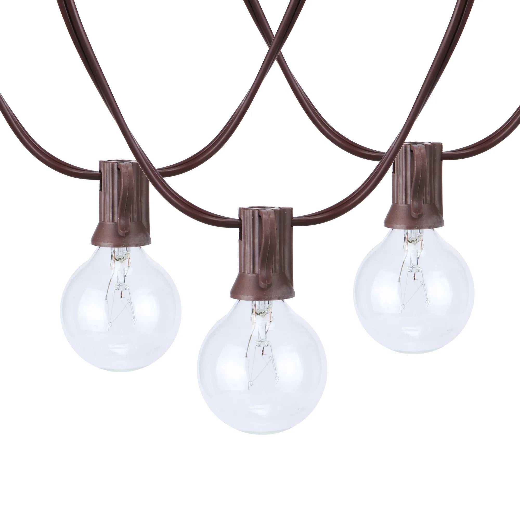 20-Count G40 clear glass globe string lights with brown wire for outdoor and indoor patio decoration