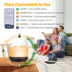 500Ml Essential Oil Diffuser with 6*10Ml Essential Oils Set, Black Woodgrain Aroma Air Humidifier with Remote Control for Bedroom Home Office, Waterless Auto Shut-Off
