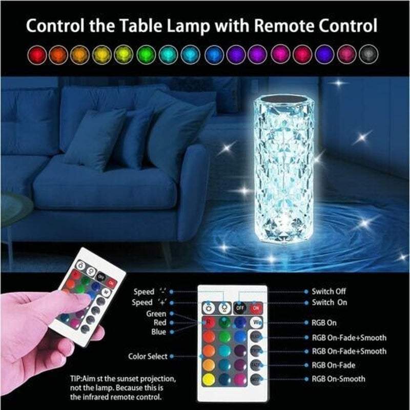 LED Lamp Crystal RGB Table Light Touch Atmosphere Diamond Rose Thanksgiving Gift
