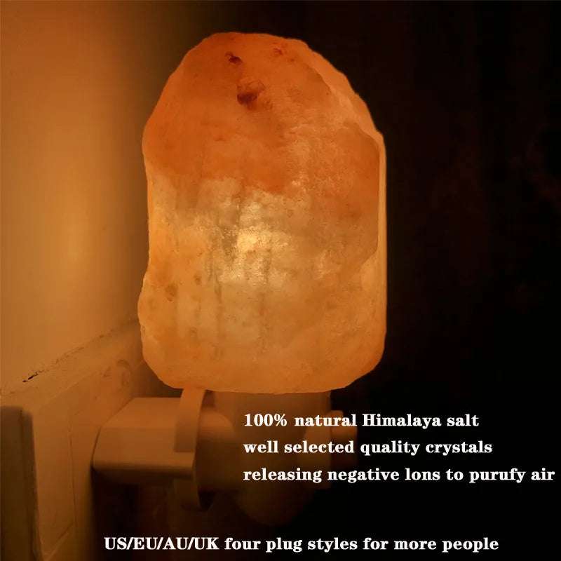 Himalayan salt lamp natural crystal hand carved night light with plug releasing negative ions warm white glow