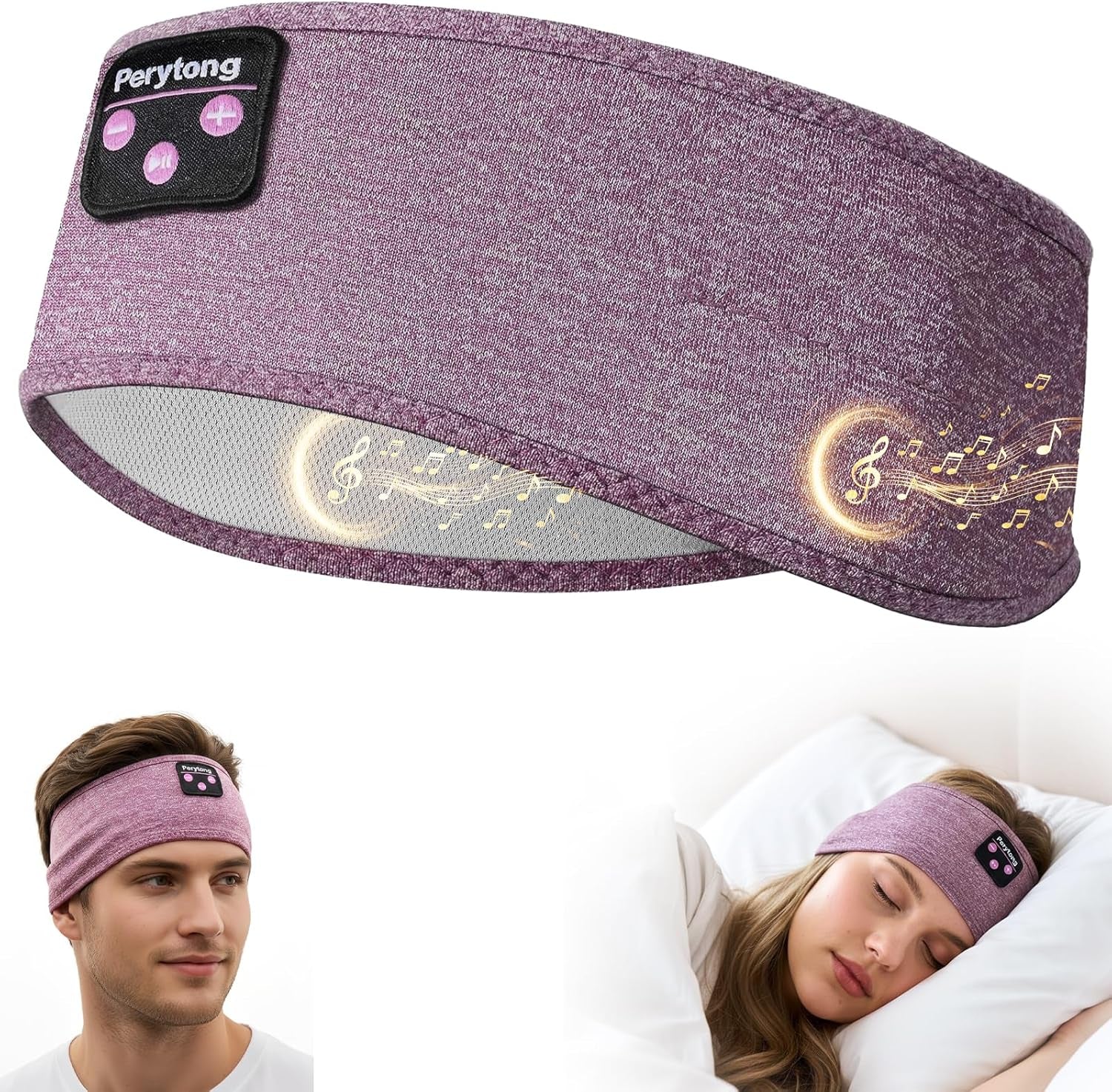 Sleep Headphones Wireless, Bluetooth Sports Headband Headphones with Ultra-Thin HD Stereo Speakers Perfect for Sleeping,Workout,Jogging,Yoga,Insomnia, Air Travel, Meditation (Purple)